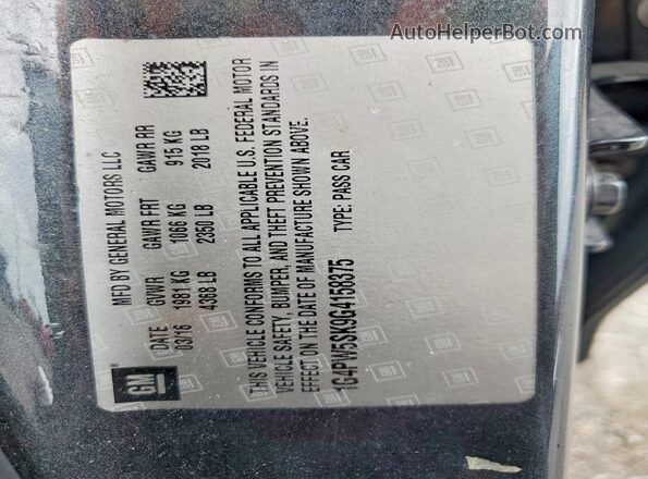 1G4PW5SK9G4158375 2016 BUICK VERANO Gray Widok naklejki z numerem VIN