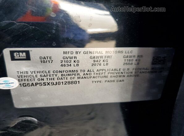 1G6AP5SX9J0128801 2018 CADILLAC CTS Black Вид підкапотного простору