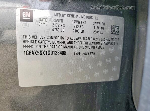 1G6AX5SX1G0138408 2016 CADILLAC CTS Серый Вид подкапотного пространства