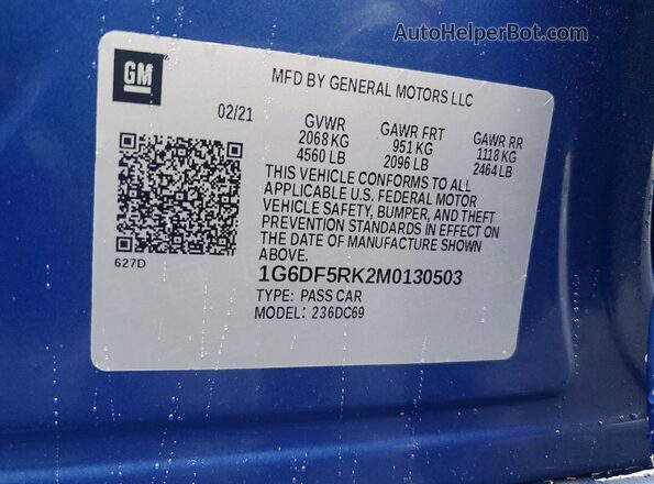 1G6DF5RK2M0130503 2021 CADILLAC CT4 Blue ძრავის განყოფილების ხედი