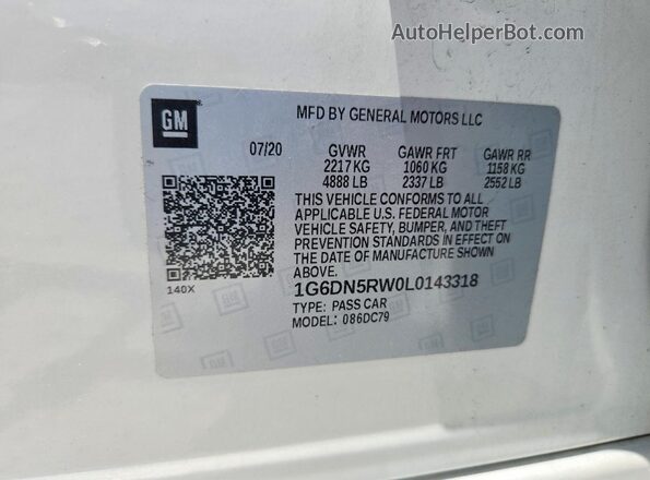 1G6DN5RW0L0143318 2020 CADILLAC CT5 White Vista del compartimento del motor