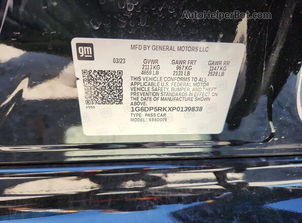 1G6DP5RKXP0139838 2023 CADILLAC CT5 Black Widok naklejki z numerem VIN