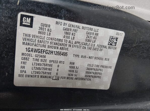 1GAWGEFG2H1266495 2017 CHEVROLET EXPRESS Black Вид підкапотного простору