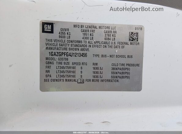1GAZGPFG4J1213456 2018 CHEVROLET EXPRESS White Engine compartment view