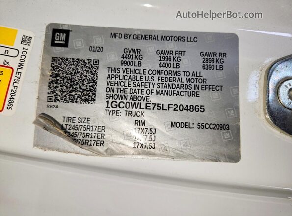 1GC0WLE75LF204865 2020 CHEVROLET SILVERADO Белый Вид подкапотного пространства