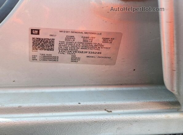 1GC1KVEG2JF116249 2018 CHEVROLET SILVERADO Silver Вид підкапотного простору