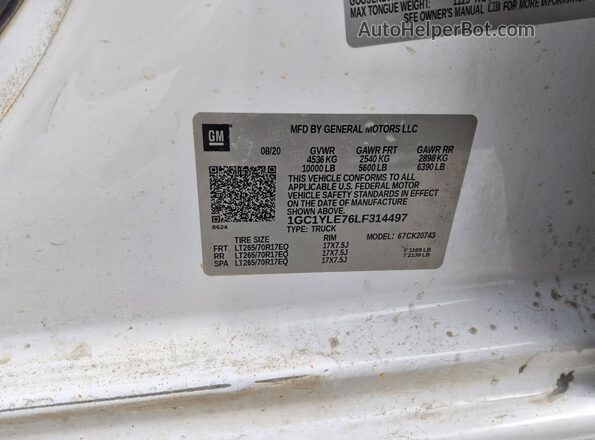 1GC1YLE76LF314497 2020 CHEVROLET SILVERADO Белый Вид подкапотного пространства