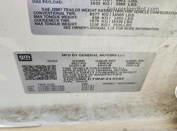 1GC5WLE79NF213982 2022 CHEVROLET SILVERADO Белый Вид подкапотного пространства