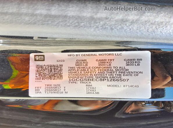 1GCGSBEC8P1266507 2023 CHEVROLET COLORADO Black Widok komory silnika