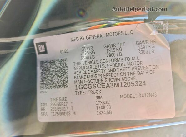 1GCGSCEA3M1205324 2021 CHEVROLET COLORADO Black Շարժիչի բաժամունքի տեսք