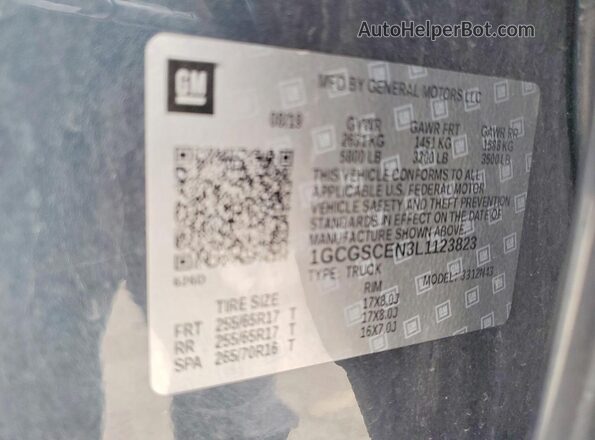 1GCGSCEN3L1123823 2020 CHEVROLET COLORADO Gray Вид підкапотного простору