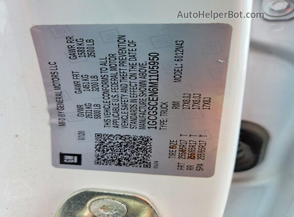1GCGSCEN6M1105950 2021 CHEVROLET COLORADO Белый Вид подкапотного пространства