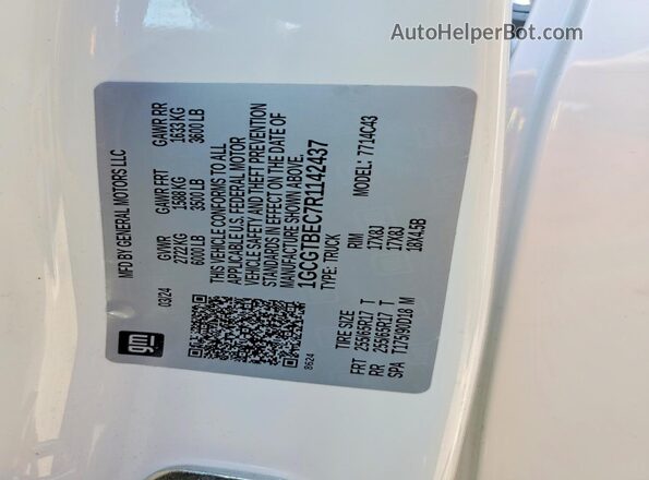 1GCGTBEC7R1142437 2024 CHEVROLET COLORADO White Widok komory silnika