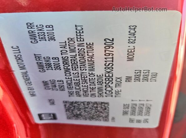 1GCPSBEK8S1197902 2025 CHEVROLET COLORADO Red Widok komory silnika