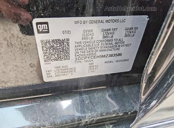 1GCPYCEH5MZ383586 2021 CHEVROLET SILVERADO Black Widok komory silnika
