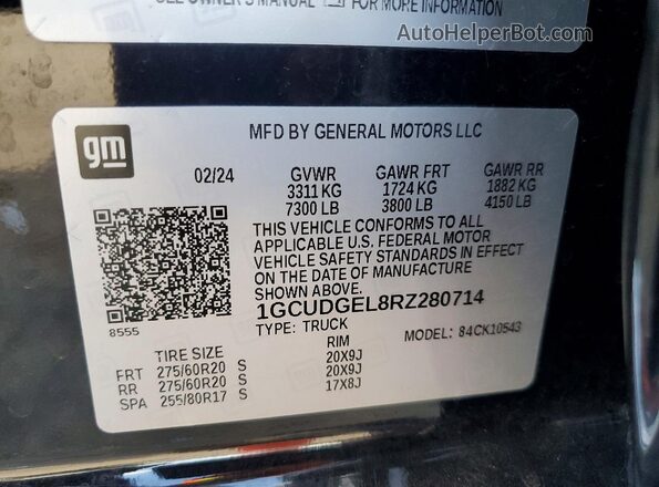 1GCUDGEL8RZ280714 2024 CHEVROLET SILVERADO Black Engine compartment view