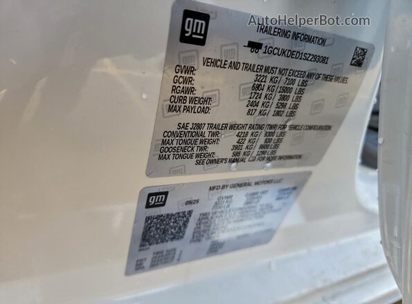 1GCUKDED1SZ293081 2025 CHEVROLET SILVERADO White Widok naklejki z numerem VIN