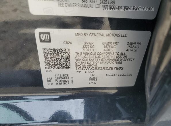 1GCVACE81RZ297663 2024 CHEVROLET SILVERADO Black ძრავის განყოფილების ხედი