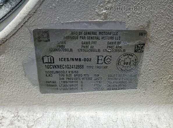 1GCVKNEC1GZ412868 2016 CHEVROLET SILVERADO White Widok komory silnika
