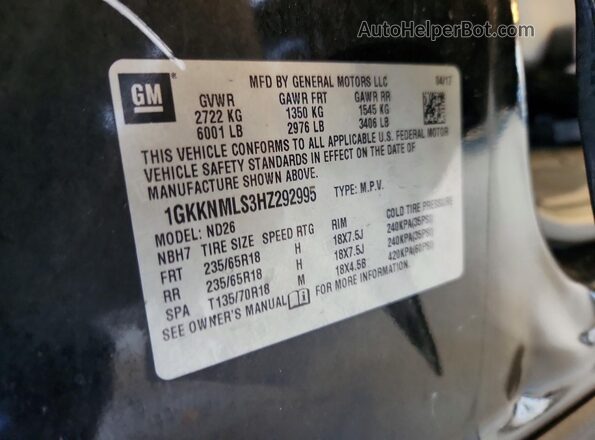 1GKKNMLS3HZ292995 2017 GMC ACADIA Black Widok wnętrza 360 stopni