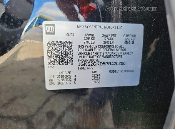 1GKS2GKD5PR420200 2023 GMC YUKON Black VIN կոդի պիտակի տեսք
