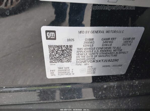 1GNEVGKSXTJ192290 2026 CHEVROLET TRAVERSE Black Engine compartment view