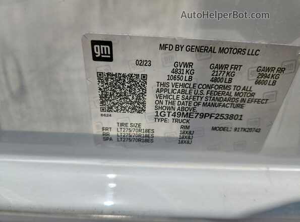 1GT49ME79PF253801 2023 GMC SIERRA White ძრავის განყოფილების ხედი