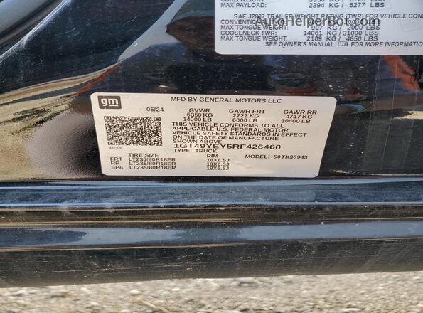 1GT49YEY5RF426460 2024 GMC SIERRA Black VIN sticker view
