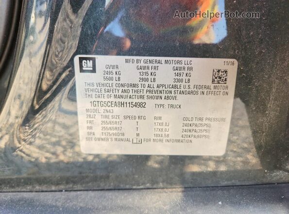 1GTG5CEA8H1154982 2017 GMC CANYON Charcoal Vista del compartimento del motor