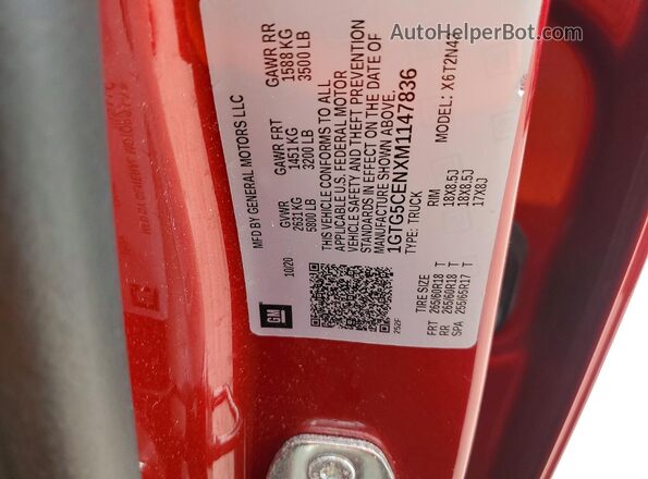 1GTG5CENXM1147836 2021 GMC CANYON Красный Вид подкапотного пространства