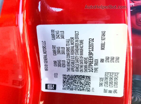 1GTP6EEK9P1220732 2023 GMC CANYON Red Engine compartment view