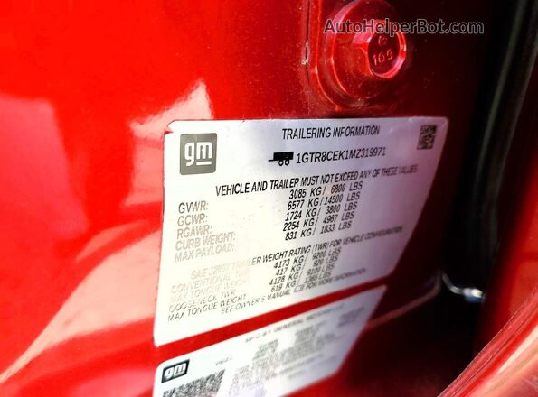 1GTR8CEK1MZ319971 2021 GMC SIERRA Красный Вид подкапотного пространства