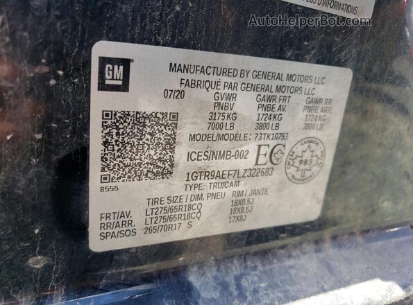 1GTR9AEF7LZ322683 2020 GMC SIERRA Black Widok komory silnika