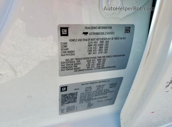 1GTR9BED2LZ342523 2020 GMC SIERRA White ძრავის განყოფილების ხედი