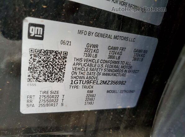 1GTU9FEL2MZ356982 2021 GMC SIERRA Black Widok komory silnika