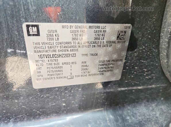 1GTV2LEC5HZ203123 2017 GMC SIERRA Charcoal Widok komory silnika