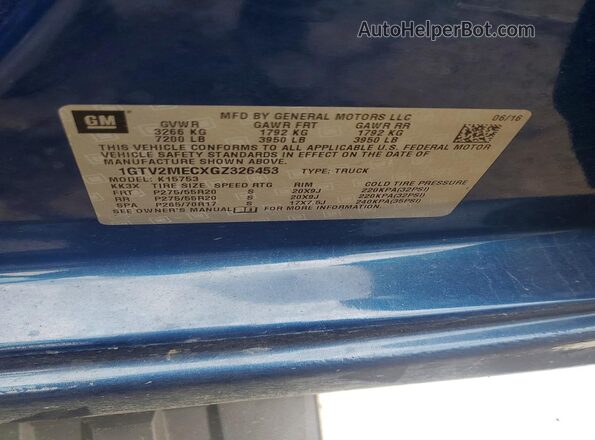 1GTV2MECXGZ326453 2016 GMC SIERRA Синий Вид подкапотного пространства