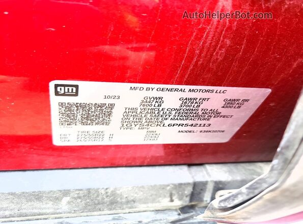 1GYS4CKL6PR542113 2023 CADILLAC ESCALADE Red 360 interior view