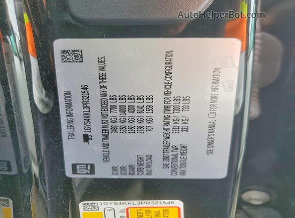 1GYS4KKL3PR321546 2023 CADILLAC ESCALADE Black VIN კოდის სტიკერის ხედი
