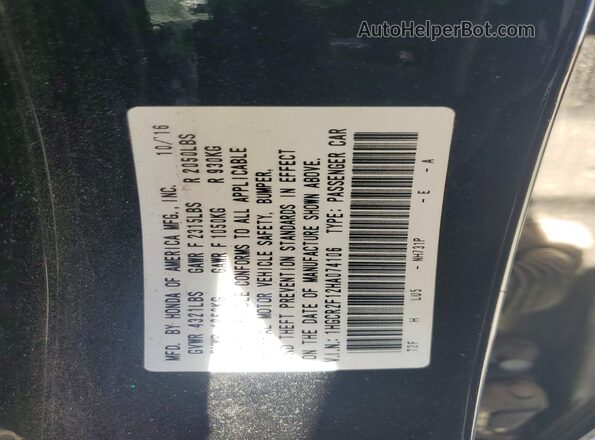 1HGCR2F12HA074106 2017 HONDA ACCORD Черный Вид подкапотного пространства