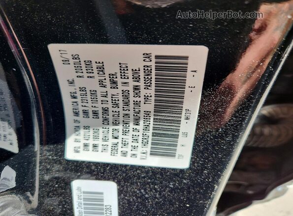 1HGCR2F16HA296549 2017 HONDA ACCORD Black VIN sticker view