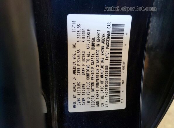 1HGCR2F35HA106080 2017 HONDA ACCORD Black Вид наклейки з VIN-кодом