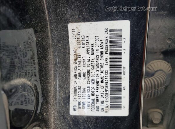 1HGCR2F36HA230133 2017 HONDA ACCORD Black Widok komory silnika