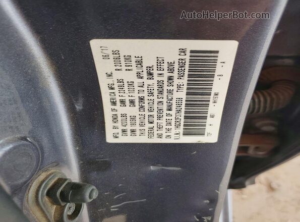 1HGCR2F37HA248558 2017 HONDA ACCORD Gray Вид підкапотного простору