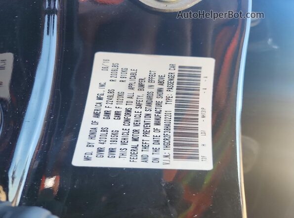 1HGCR2F38HA002201 2017 HONDA ACCORD Black VIN კოდის სტიკერის ხედი
