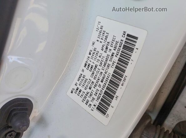 1HGCR2F4XGA089431 2016 HONDA ACCORD White ძრავის განყოფილების ხედი