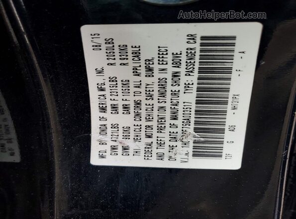 1HGCR2F75GA003517 2016 HONDA ACCORD Black Widok komory silnika