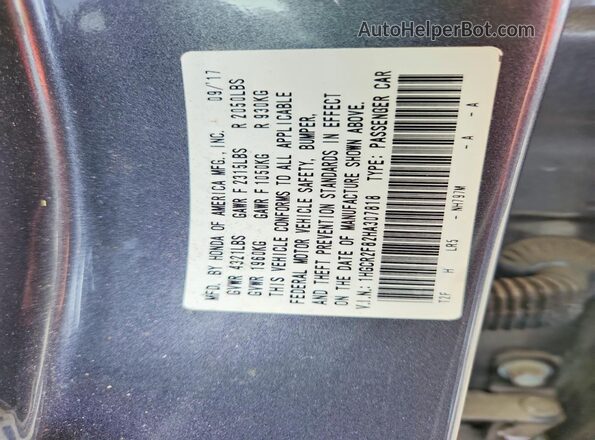 1HGCR2F82HA307818 2017 HONDA ACCORD Charcoal Вид підкапотного простору