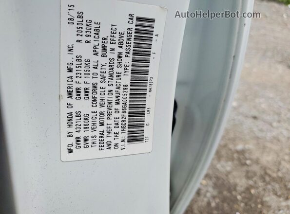 1HGCR2F86GA005298 2016 HONDA ACCORD White VIN sticker view