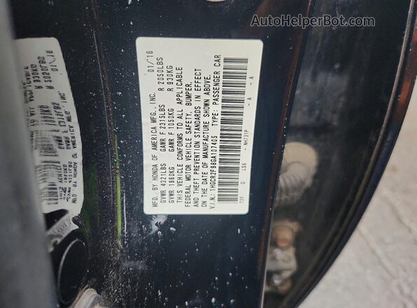 1HGCR2F98GA107405 2016 HONDA ACCORD Black Widok naklejki z numerem VIN
